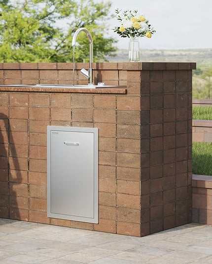 VEVOR Outdoor Kitchen Trash Drawer 16Wx22Hx16 D, Propane Tank Drawer, Stainless Steel Pull Out Trash with Handle, Outdoor Kitchen Cabinets Can Pull Out, BBQ Island Bin