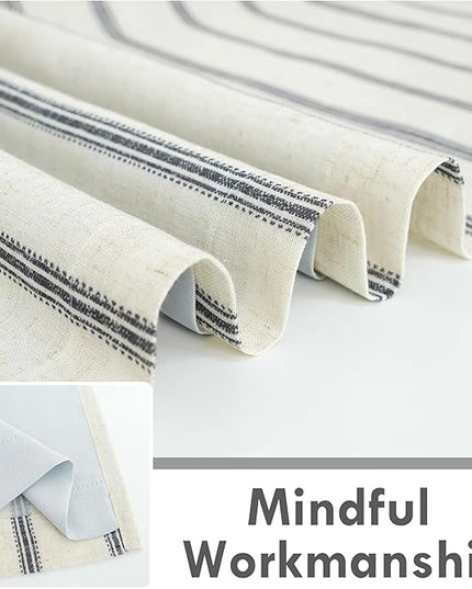 DriftAway Farmhouse Linen Blend Blackout Curtains 84 Inches Long for Bedroom Vertical Striped Printed Linen Curtains Thermal Insulated Lined Treatments for Living Room 2 Panels W52 x L84 Linen Black