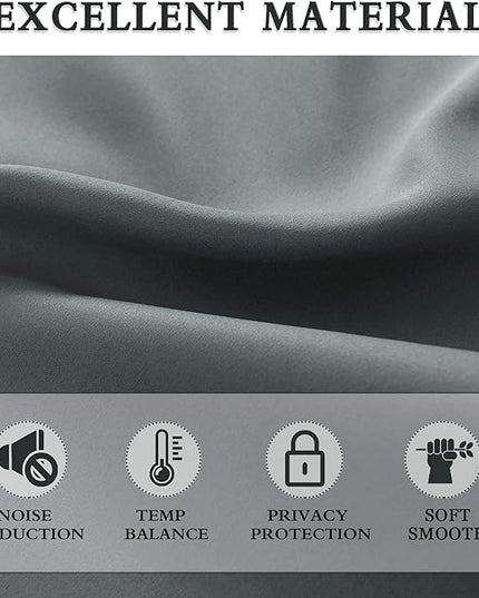 DONREN 72 Inch Length Medium Grey Blackout Curtains for Bedroom - Small Window Treatment Rod Pocket Curtain Drapes (Set of 2 Panels)