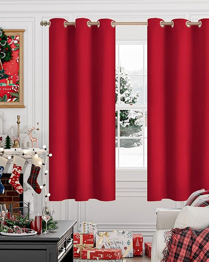 YoungsTex Red Blackout Curtains 63 Inch Length for Bedroom - Grommet Room Darkening Window Drapes Thermal Insulated for Christmas Living Room, 2 Panels, 42 x 63 Inch