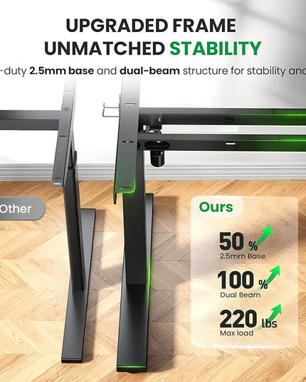 SIAGO Electric Standing Desk Adjustable - 60x28 Inch Sit Stand Desk with 1 Inch Thick Tabletop, Double Beam Frame, 3 Memory Height Adjustment, Cable Management for Home Office