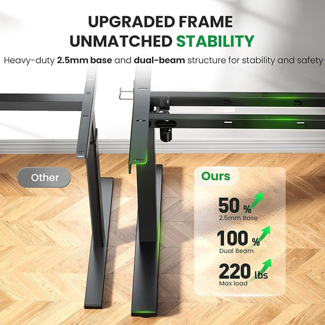 SIAGO Electric Standing Desk Adjustable - 60x28 Inch Sit Stand Desk with 1 Inch Thick Tabletop, Double Beam Frame, 3 Memory Height Adjustment, Cable Management for Home Office