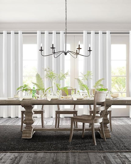 ChrisDowa 100% Blackout Pure White Solid Curtains 45 Inches Long 2 Panels for Bedroom Living Room,Farmhouse Room Darkening Thermal Insulated Soundproof Grommet Top Window Treatment Drapes,52x45