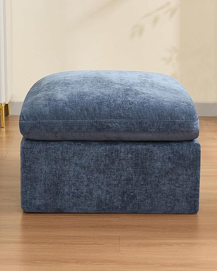 33.5'' Cloud Ottoman for Modular Sofa, Comfy Chenille Upholstered Footrest with Memory Foam, Fully Compressed Packaging, Oversized Ottoman Bench for Living Room or Small Space, Blue