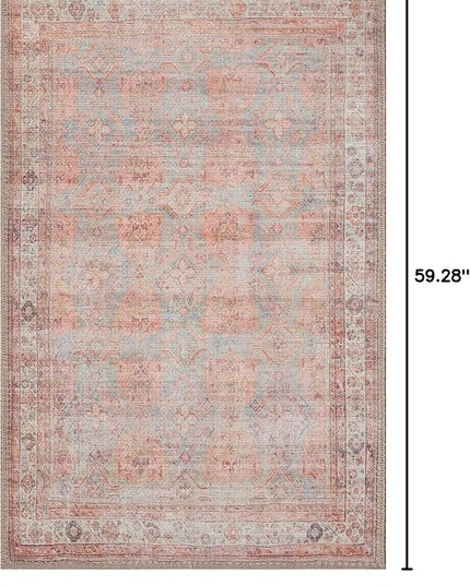 GLN Rugs Traditional Collection - Machine Washable Area Rug, Traditional Washable, Non Slip, Low Pile Chenille Rug, Living Room, Bedroom, Kitchen Rug (3'x5' Multicolor)