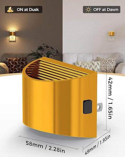 DORESshop LED Night Light[2 Pack], Golden Night Lights Plug into Wall, 3 Level Brightness Adjustable Plug in Night Light, Dusk to Dawn Sensor, Nightlights for Adults, Bedroom, Bathroom, Hallway, 3000K