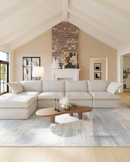 JACH L-Shaped Sectional Couches, Modular Sectional Sofas, Modern Couch Sofa with Chaise Ottoman, Cushion Covers Removable, Two Corners and Two Middle Sofa for Living Room (Beige)