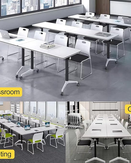 Conference Room Table with Flip-Top Design for Dynamic Meetings, Business Table Computer Desk with Heavy-Duty Frame,Foldable Seminar Meeting Tables for Home Office (6, E, 47.2IN)