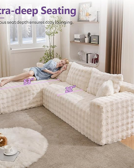 TYBOATLE 107’’ Boneless Slow-Rebound Memory Foam Couch, Cloud Sectional Couches for Living Room w/Upgraded Fabric, Deep Seat Comfy Fluffy L Shaped Modular Sectional Sofa