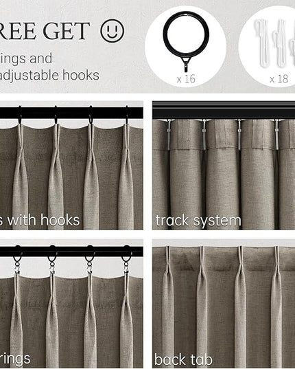 Topfinel 108 Inch Curtains 1 Panels Set,One Packs Pinch Pleat Back Tab Burlywood Window Semi Sheer Privacy Thick Decorative Curtain Drapes for Living Room Bedroom,60x108 in Long,Lightbrown