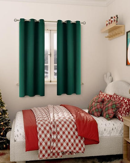BGment Christmas Blackout Curtains - Grommet Thermal Insulated Room Darkening Bedroom and Living Room Curtains, Set of 2 Decorative Curtain Panels (42 x 63 Inch, Emerald Green)