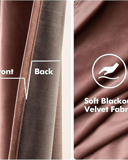 MIULEE Elegant Velvet Curtains Dusty Rose Pink Grommet Curtains Thermal Insulated Soundproof Room Darkening Blackout Curtains/Drapes for Girls & Ladys Living Room/Bedroom Decor 52 x 84 Inch 2 Panels
