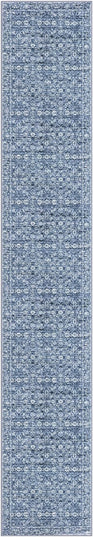 2x12 Runner Washable Rug for Kitchen, Blue Soft Classic Runner with Non-Slip, Non-Shedding Distressed Floral Rug for Hallways Entryway Bedroom Bathroom Laundry Indoor