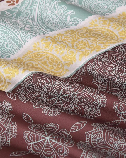 Cottolester Boho Comforter Set King Size,8 Pieces Red and Orange Bohemian Striped Bed in a Bag,Paisley Soft Microfiber Bedding Comforter Set