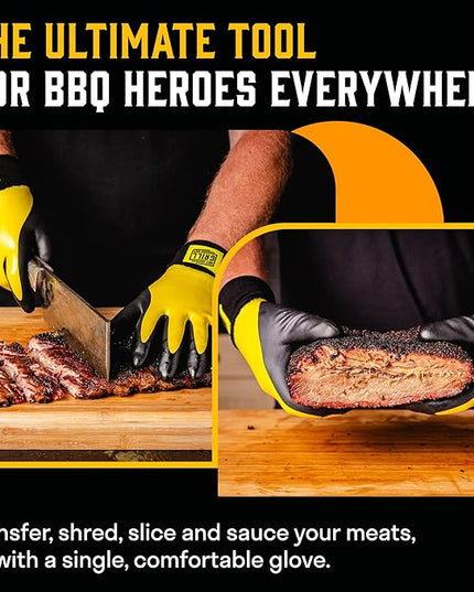 Hey Grill Hey Pitmaster Gloves | BBQ Gloves | Heat Protection up to 500°F or 260°C | High Temp Resistance | Fireproof Glove for Grilling Smoking Barbecue | Washable Mitts | Waterproof | Size - Small