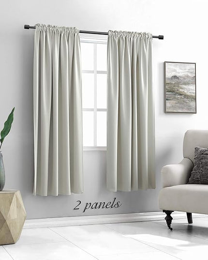 DONREN Light Gray Blackout Curtains - All Season Thermal Insulated Rod Pocket Room Darkening Curtains for Bedroom (2 Panels,42 x 63 Inch)