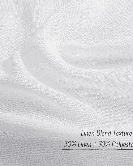 NICETOWN White Linen Sheer Curtains 108 Inches Long 2 Panels Set, Back Tab & Rod Pocket Pinch Pleated Curtains for Bedroom Room Darkening Window Drapes for Living Room, 52 inches Wide per Panel