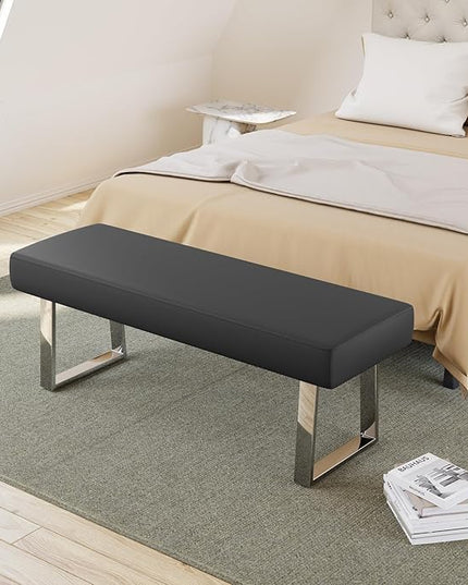 JIEXI Bedroom Bench Bed end upholstered Bench Indoor Corner Small Footstool with Metal Legs, for Kitchen entryway Dining Room and Living Room Window, Plant Bench