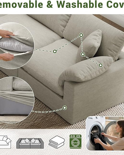 Modular Sectional Sofa,1-Seater Extra Comfty Deep-Seat-Filled Couch,Modern Couches for Living Room, Apartment,Office,Small Space