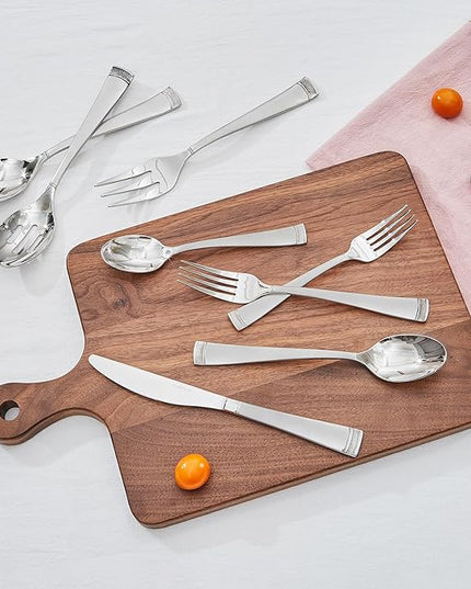 KINGSTONE Silverware Set, 65-Piece Flatware Set for 12, 18/10 Stainless Steel Cutlery Set with Bead Edge, Utensil for Kitchen, Home, Party, Wedding, Mirror Polished, Dishwasher Safe, Featured Gifts