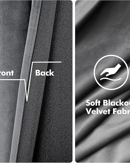 MIULEE 2 Panels Blackout Curtains Solid Soft Grommet Grey Curtains Black Out Thermal Insulated Soundproof Room Darkening Long Drapes/Panels for Living Room Bedroom 52 x 96 Inch Length