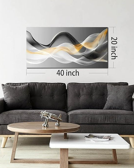 JuhaiArt Gold Wall Art Black Wall Decor Abstract Wall Decorations for Bedroom Office White Picture Artwork Modern Poster 20"x 40"