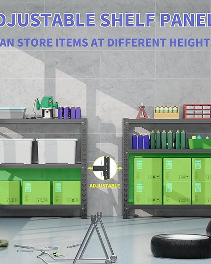 Garage Shelving Unit Rustproof 50“W Heavy Duty Storage Shelves Easy Assembly 3 Tier Adjustable Metal Steel Utility Shelf Rack Garage Storage Organize for Tools Basement,Warehouse