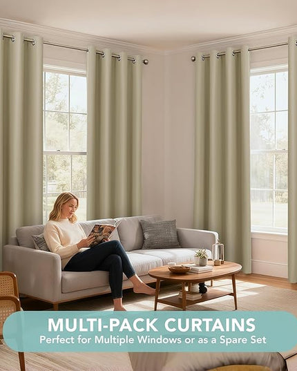 BONZER 100% Blackout Curtains for Bedroom - Light Blocking Thermal Insulated Window Drapes with Black Laminated Backing, Single Layer Total Room Darkening Curtain, 54 x 72 Inch, Taupe, 2 Panels