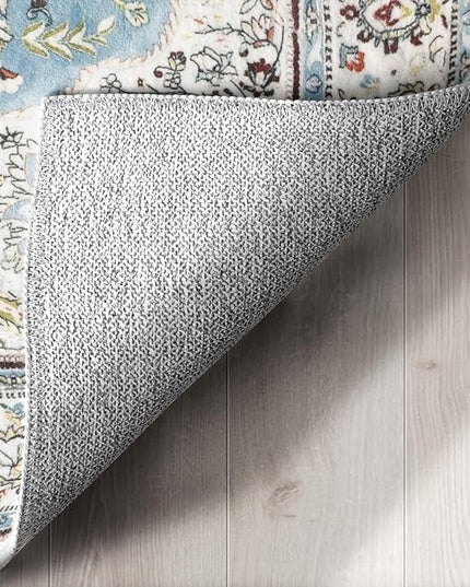 Ciicool Washable Vintage Area Rug, 2x3ft Small Boho Rug, Ultra Soft Rugs for Entryway, Non-Slip Entry Rugs Oriental Low-Pile Indoor Mat Floor Carpet for Entrance Bedroom Kitchen Bathroom Foyer Decor
