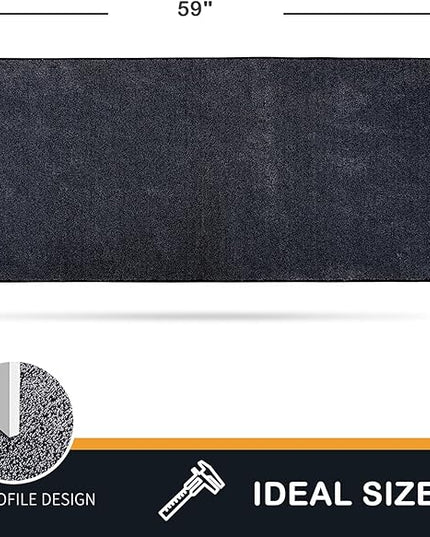 PURRUGS Dirt Trapping Door Mat 24" x 59", Non-Slip Machine Washable Entry Rug, Shoe Scraper, Dog Doormat, Super Absorbent Welcome Mat for Front & Back Door, Muddy Shoes & Paws, Bluish Grey-Black