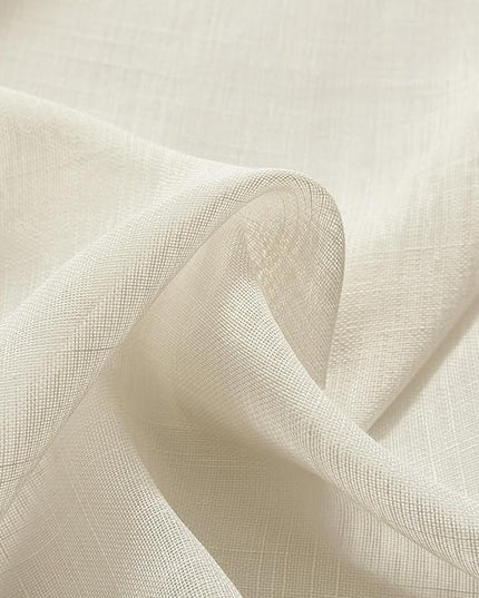 Joydeco Sheer Curtains 84 Inches Long, White Curtains for Living Room 2 Panels Set, Linen Curtains Window Privacy Assured with Light Filtering(W52 x L84 Inch,Linen)
