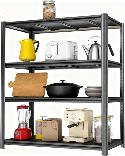 Kitchen Baker’s Rack, 4-Tier Metal Rack with Solid Shelves, Microwave Stand Storage Organizer for Kitchen or Dining Room – 39.4” W x 15.7” D x 54.3” H
