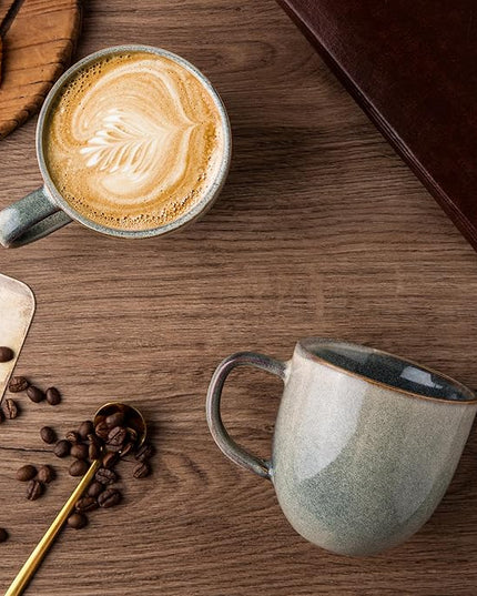 AmorArc 12oz Coffee Mugs, Ceramic Coffee Mugs set of 6 for Man, Woman, Dad, Mom, Modern Coffee Cups with handle for Latte/Cappuccino/Milk/Cocoa. Dishwasher&Microwave Safe, Reactive Glaze