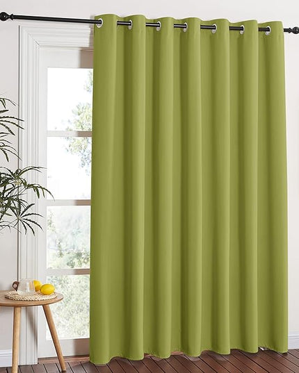 NICETOWN Glass Door Curtains for Window - Wide Thermal Curtain Panels, Sliding Door Drapes, Extra Wide Curtains (Fresh Green, 100 inches Wide x 84 inches Long)