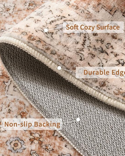 Ciicool Washable Vintage Runner Rug - 2'6" x 10' ft Hallway Carpet, Boho Low Pile Long Non Slip Soft Stair Runner Kitchen Carpet Indoor Oriental Throw for Living Room Bathroom Entry