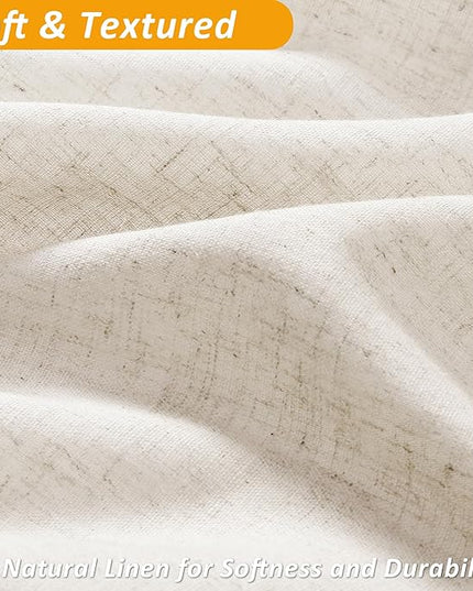 Naturoom Beige Linen Shower Curtain with Snap in Liner Set Rustic Farmhouse Shower Curtains for Bathroom 200GSM Textured Cream Burlap Cloth Double Bath Curtains with See Through Top Window 72x72