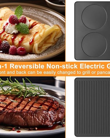 Raclette Table Grill, Indoor Grill Korean BBQ Grill Electric Griddle, 2 in 1 Electric Griddle Nonstick with 8 Raclette Cheese Pans Adjustable Temperature Control 1300W Ideal for Family and Party Fun