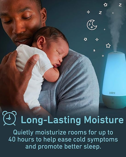 Pure Enrichment® PureBaby® 3-in-1 Whisper-Quiet Humidifier, Color Changing Night Light, & Essential Oil Diffuser for Baby Nursery & Kids Bedroom to Relieve Congestion, Colds, & Coughs (Whisper Green)