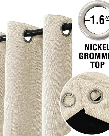 H.VERSAILTEX 90% Blackout Linen Curtains 108 Inches Long for Bedroom/Living Room Thermal Insulated Grommet Curtain Drapes Primitive Textured Burlap Effect Window Drapes 1 Panel - Heather Sand/Black