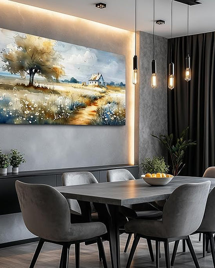 FUHAIHUA Canvas Wall Art For Living Room Large Wall Decor For Bedroom Modern Office Decorations Pastoral Pictures Scenery Watercolour Wall Paintings Artwork Farmhouse Home Decor Mural 24x48 In