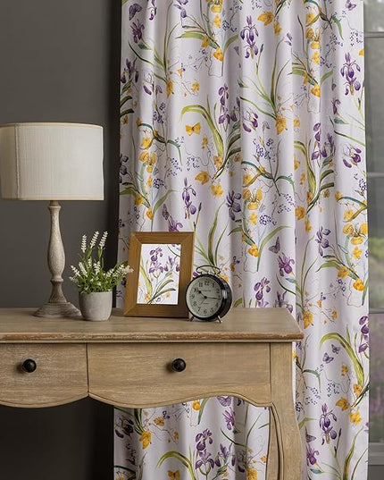 Maison d'Hermine Curtains for Living Room 100% Cotton 108 inch Length Two Panels Window Curtains for Bedroom with Loop & Rod Pockets - Iris - Beige, 50" W x 108" L