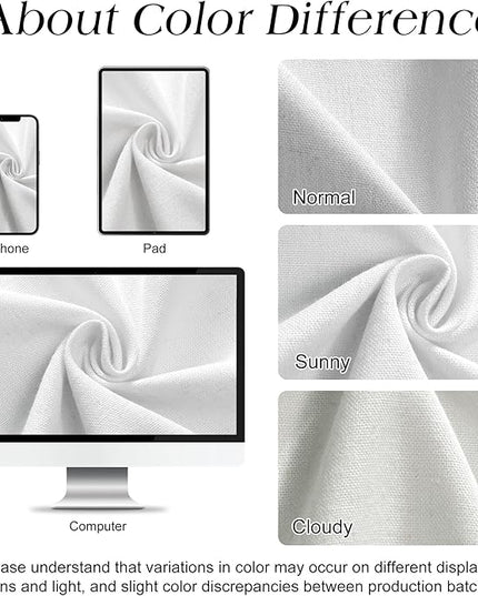 Naturoom White Linen Shower Curtain, Cloth Textured Fabric Shower Curtain Set with Hooks, Simple Elegant Modern Farmhouse Country Ultra Thick Bath Curtains for Bathroom,Water Repellent,72x72