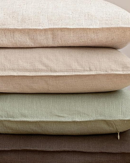 Foindtower Pack of 2, Decorative Linen Solid Throw Pillow Covers Accent Lumbar Cushion Case Boho Farmhouse Pillowcase for Chair Couch Sofa Bedroom Living Room Home Decor 12x20 Inch Light Sage Green