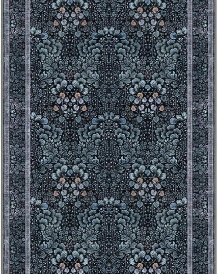2x6 Washable Runner Rug for Hallways, Navy Blue Black Soft Floor Modern Kitchen Rugs with Non-Slip, Non-Shedding Boho Rug for Bedroom Kitchen Porch Laundry Entryway