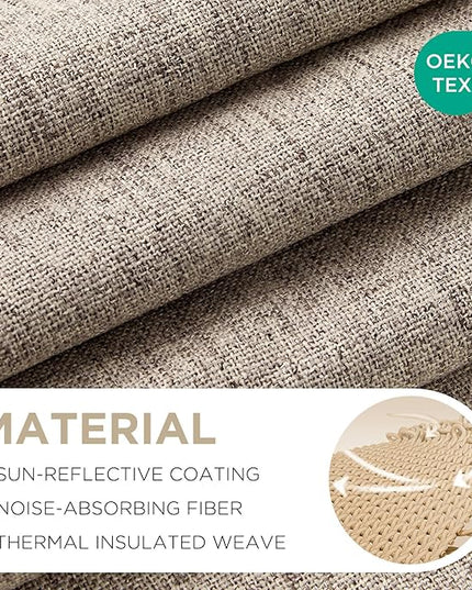 Joydeco Linen Blackout Curtains for Bedroom - 100% Light Blocking 1 Panels, Linen Drapes 70" W x 96" L, Thermal Insulated Room Darkening Curtains for Living Room, Rod Pocket & Back Tabs