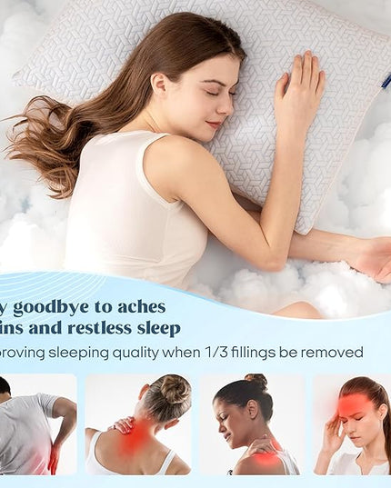 puredown® Cooling Pillows Queen Size Set of 2, Memory Foam Pillows Adjustable Firm Bed Pillows for Sleeping, Cool Pillow for Hot Sleepers with Zipper Removable Pillow Cover