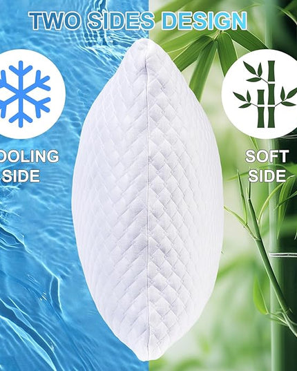 NTCOCO Cooling Bed Pillows King Size Pack of 2 for Sleeping Shredded Memory Foam Bed Pillows Adjustable Gel for Side Stomach Back Sleepers Washable Removable Cover