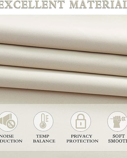 DONREN 2 Panels 84 inch Length Cream Beige Blackout Curtain Panels for Bedroom - Rod Pocket Room Darkening Thermal Insulated Curtains for Living Room (52 x 84 Inches Long)