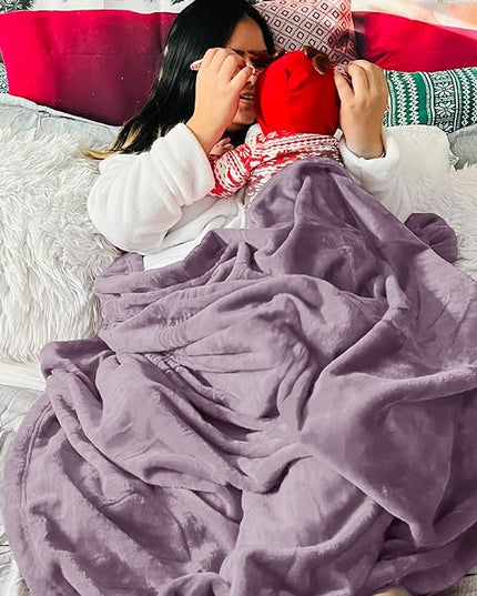 Bedsure GentleSoft Fleece Bed Blankets Queen Size Fog Purple - Soft Lightweight Plush Fuzzy Cozy Luxury Blanket Microfiber, 90x90 inches