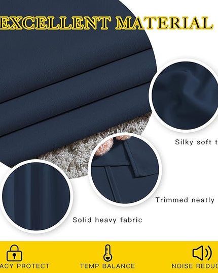 NICETOWN Blackout Curtain Panels Grommet - All Season Eyelet Top Blackout Draperies for Bedroom/Living Room/Glass Door, Navy, 1 Pair of 52 x 45 inches